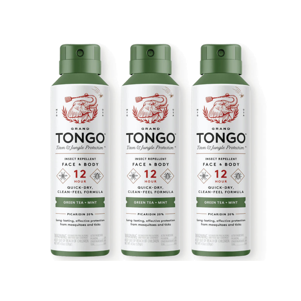 Green Tea + Mint Insect Repellent - Bundle — clean white packshot. 3 × 4.5 oz net weight Green Tea + Mint Full Size Spray.