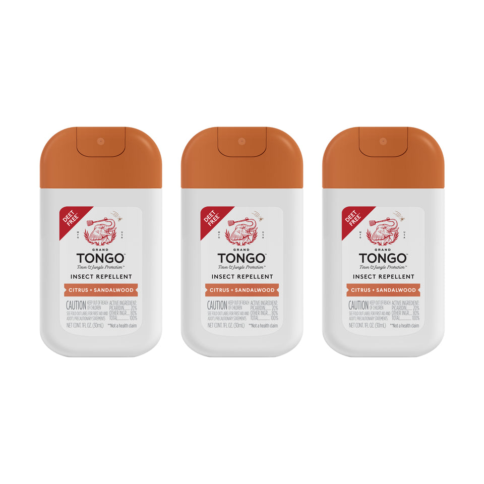 Citrus + Sandalwood Insect Repellent - Pocket Spray - 3-Pack — clean white packshot. 3 × 1 fl oz Citrus + Sandalwood Pocket Spray.